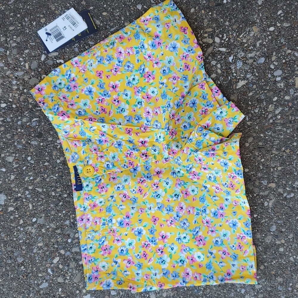 Polo Ralph Lauren Spring Yellow Flower Shorts Girls 14 - Picture 1 of 6